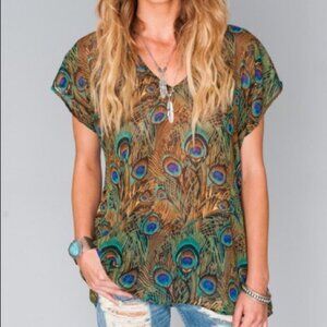 SMYM | Original MU Peacock Sheer Top | One Size | Short Sleeve